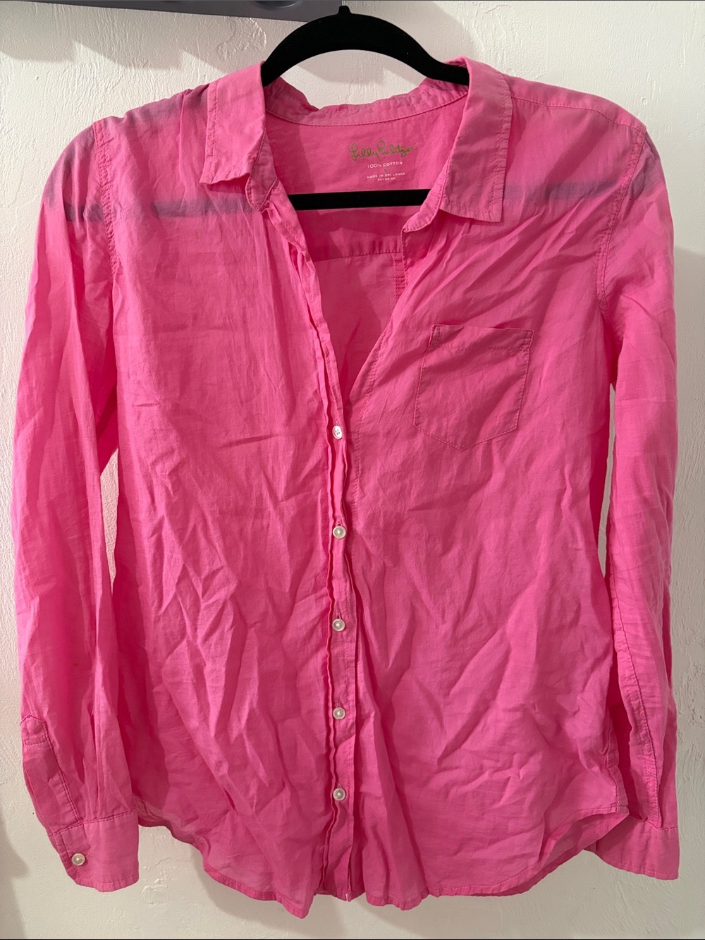 Lilly Pulitzer Bright Pink Long-Sleeve Button Down Shirt